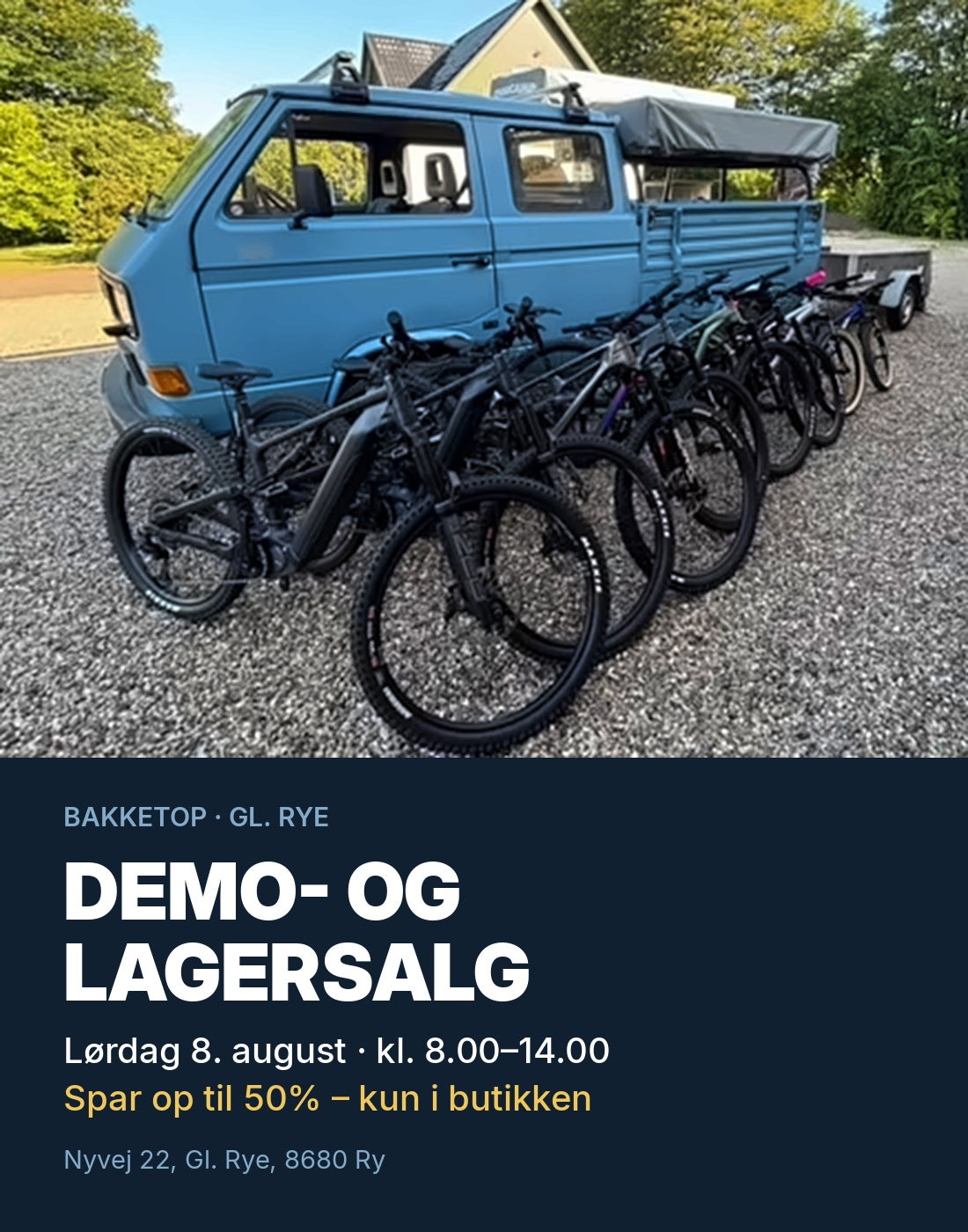 Kom til demo- og lagersalg lørdag den 8. august kl. 8.00 - 14.00